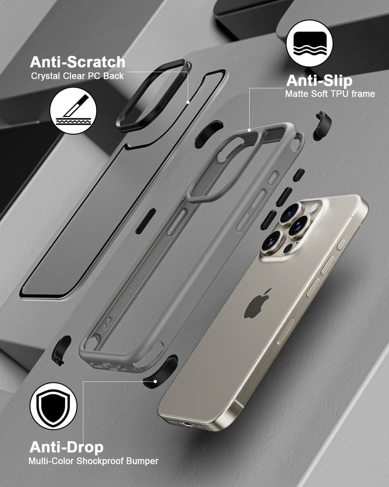 MobNano Ultra Hybrid átlátszó, ütésálló iPhone 15 Pro tok - Titán
