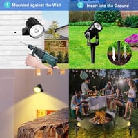 T-SUNRISE Napelemes Kerti Lámpa IP65 Vízálló, Automata Kültéri Spotlámpa 2 Fényerővel, Állítható Fejjel Fákhoz, Teraszra, Udvarra - Meleg Fe 3