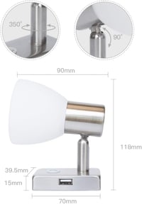 lighteu USB Mennyezeti/Fali Lámpa 12V 3W - Állítható Nikkel Olvasólámpa Jachtokhoz, Lakókocsikhoz 2