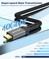 Uzanpie USB4 kábel 40Gbps, Thunderbolt 4/3 kompatibilis, 100W töltés, 8K/4K támogatás 2