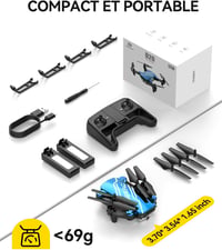 DEERC D20 Mini Drón 720P HD Kamerával - Összecsukható Kék Quadrokopter Gyerekeknek és Felnőtteknek, Hangvezérléssel, 2 Akkumulátorral 9