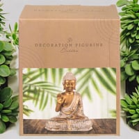 MIJOMA Arany-Fehér Vintage Buddha Szobor 21 cm Méretben Polirezinből, Mécses Tartóval - Spirituális Lakásdekoráció, Elegáns Ajándék 5
