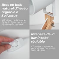 Feelsolar Asztali Lámpa - Japandi Stílusú LED Éjjeli Lámpa USB Porttal, 3 Fokozatú Fényerőszabályzás, Állítható Kar, E27 LED Izzóval, +95% C 2