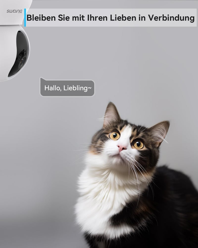 blurams 2K WiFi Biztonsági Kamera 360° Mozgáskövetéssel, Éjszakai Látással és Kétirányú Hanggal