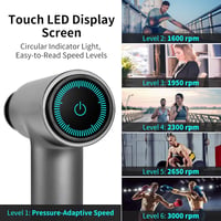 arboleaf Mély Izom Masszázspisztoly 10mm Amplitúdóval - 60W Erős Motor, LED Érintőképernyő, 6 Sebességfokozat, 7 Masszázsfej, USB-C Gyorstöl 6