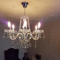 Krištáľový luster A1A9 so 6 žiarovkami, stropné svietidlo z K9 krištáľového skla do jedálne, obývačky, predsiene a na schodisko - priemer 60 cm, výška 60 cm, retiazka 60 cm 3