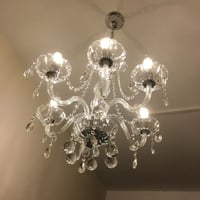 Krištáľový luster A1A9 so 6 žiarovkami, stropné svietidlo z K9 krištáľového skla do jedálne, obývačky, predsiene a na schodisko - priemer 60 cm, výška 60 cm, retiazka 60 cm 6