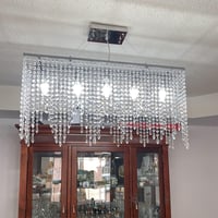 A1A9 Modern Téglalap Alakú Kristály Csillár - K9 Esőcsepp LED Mennyezeti Lámpa Nappaliba, Étkezőbe 80x40cm, Króm Kivitel, E14 Foglalat 5