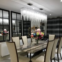 A1A9 Modern Téglalap Alakú Kristály Csillár - K9 Esőcsepp LED Mennyezeti Lámpa Nappaliba, Étkezőbe 80x40cm, Króm Kivitel, E14 Foglalat 7