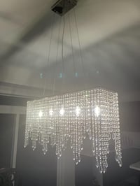 A1A9 Modern Téglalap Alakú Kristály Csillár - K9 Esőcsepp LED Mennyezeti Lámpa Nappaliba, Étkezőbe 80x40cm, Króm Kivitel, E14 Foglalat 4