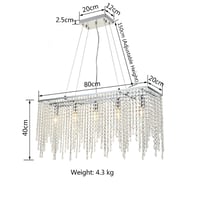 A1A9 Moderni pravokutni kristalni luster - K9 LED stropna svjetiljka s kapljicama za dnevni boravak, blagovaonicu, 80x40 cm, kromirana izvedba, grlo E14 2