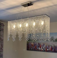 A1A9 Modern Téglalap Alakú Kristály Csillár - K9 Esőcsepp LED Mennyezeti Lámpa Nappaliba, Étkezőbe 80x40cm, Króm Kivitel, E14 Foglalat 1