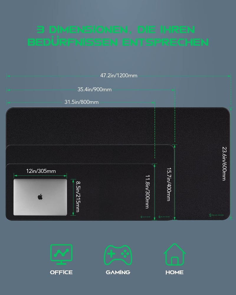 Black Shark XL Vízálló Gamer Egérpad Csúszásmentes Gumitalppal