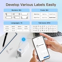 POLONO P31s Bluetooth Címkenyomtató - Hordozható Öntapadós Címkéző iOS/Android, Fehér 5