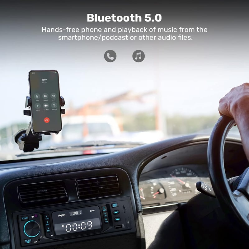 Avylet 1 DIN autórádió Bluetooth 5.0, RDS, 7 színű, 2 USB, MP3