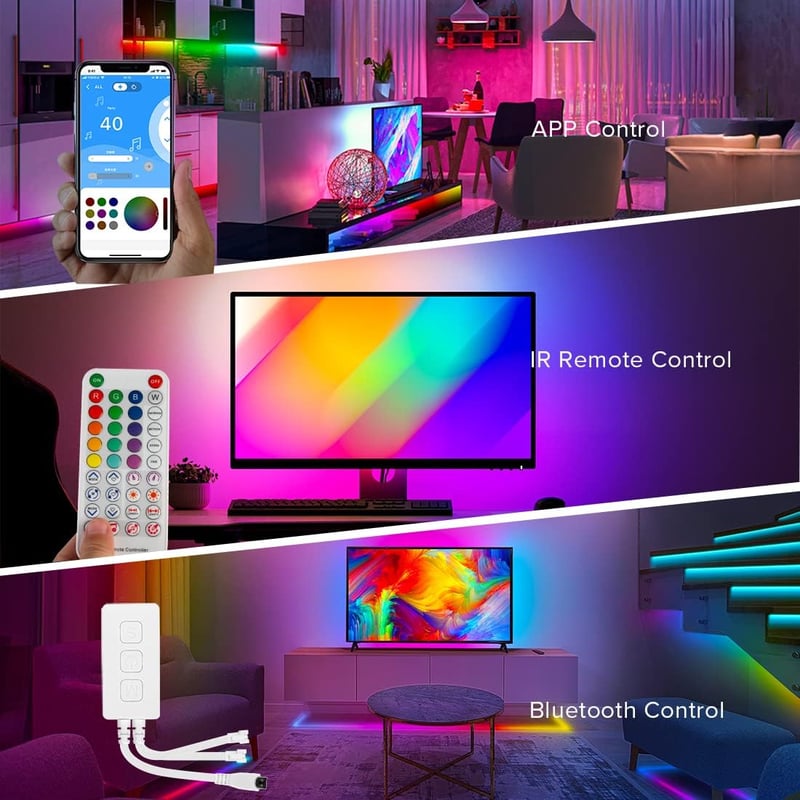 BTF-LIGHTING WS2812B RGB LED Bluetooth Vezérlő - Zene Szinkronizáló, Időzíthető, Távirányítós, 600 Pixeles Címezhető LED Szalag Vezérlő iOS/