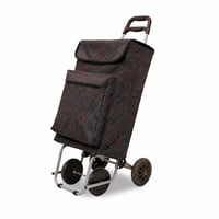 Skladací nákupný vozík s chladiacou priehradkou, 4 kolieska, čierny so vzorom, 48 l, max. 15 kg — špinavé kolieska (stav: pozri 2. obrázok) 1