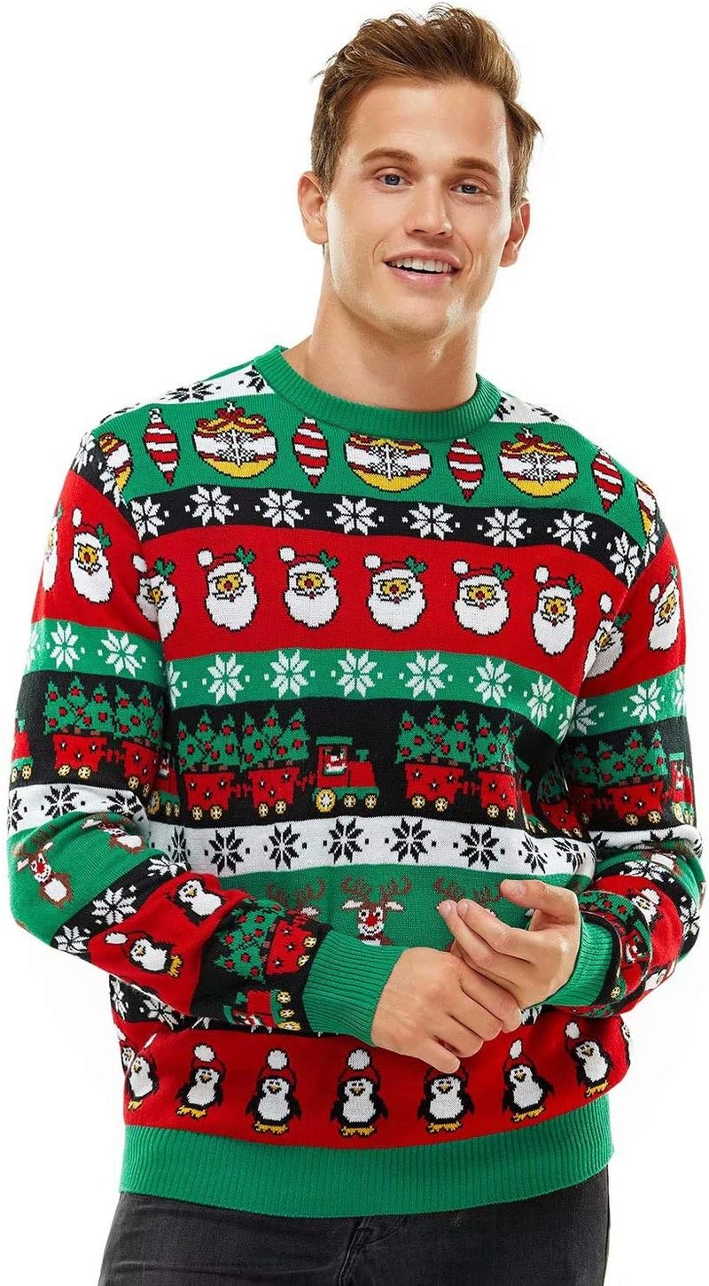 U LOOK UGLY TODAY Vicces Karácsonyi Pulóver Unisex, Vastag Kötésű Fair Isle Mintás, XL