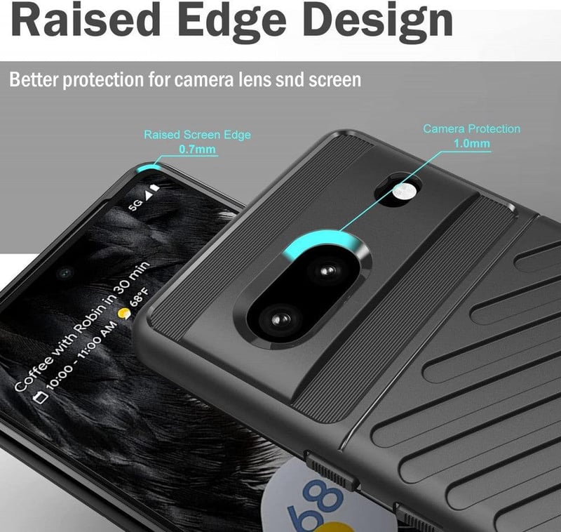 Google Pixel 7 Rácsmintás Vékony Fekete Védőtok - Ütésálló TPU