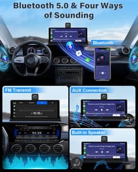 4K Carplay Autós Kijelző 10,26" 350° Forgatható Műszerfal Kamera, Android Kompatibilis, Bluetooth, Mirror Link, Siri, Google, 64GB TF Kártya 6