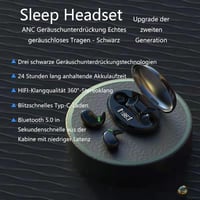 ESSONIO Bluetooth Alvó Fülhallgató - Ultrakönnyű 2g Fekete Füldugó Mikrofonnal, IPX5 Vízálló, 7 Órás Üzemidő, Oldalt Alvóknak 2