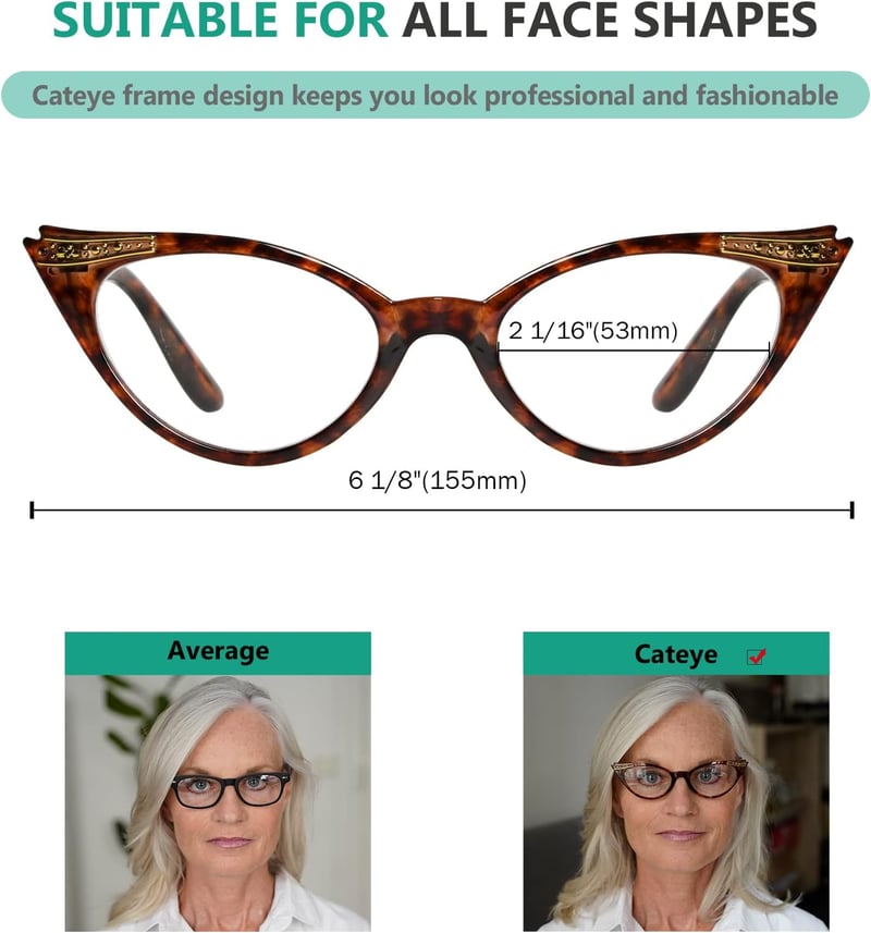 Eyekepper Női Vintage Macskaszem Olvasószemüveg 3db - Fekete, Teknős, Lila (0,75)