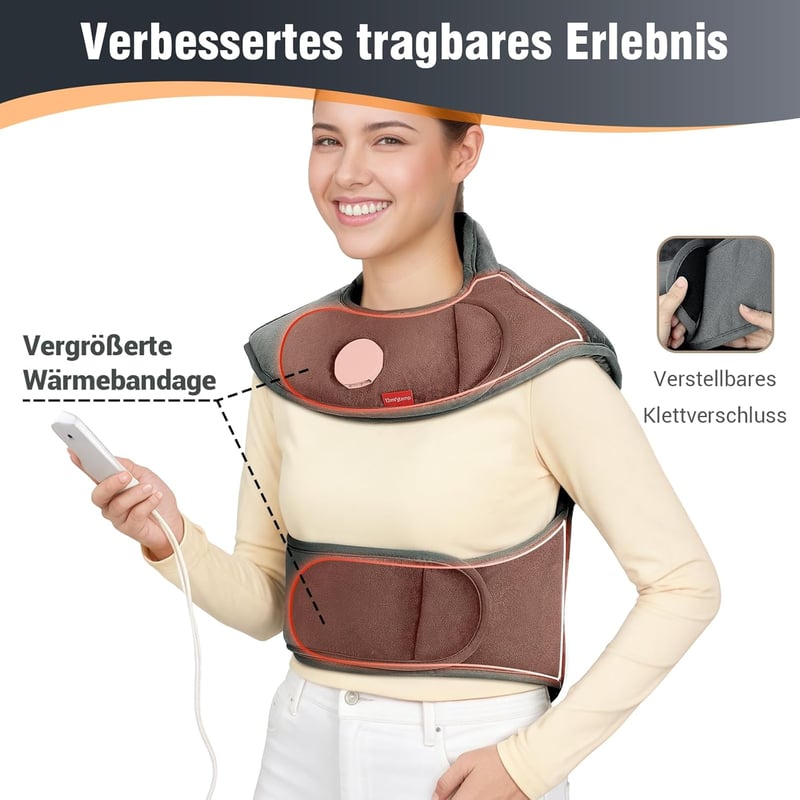 Comfytemp Infravörös Súlyozott Nyak és Vállmelegítő Párna, 1,1 kg, 6 Hőfokozat, 1-3 Órás Időzítő, 57x50 cm, Mosható 