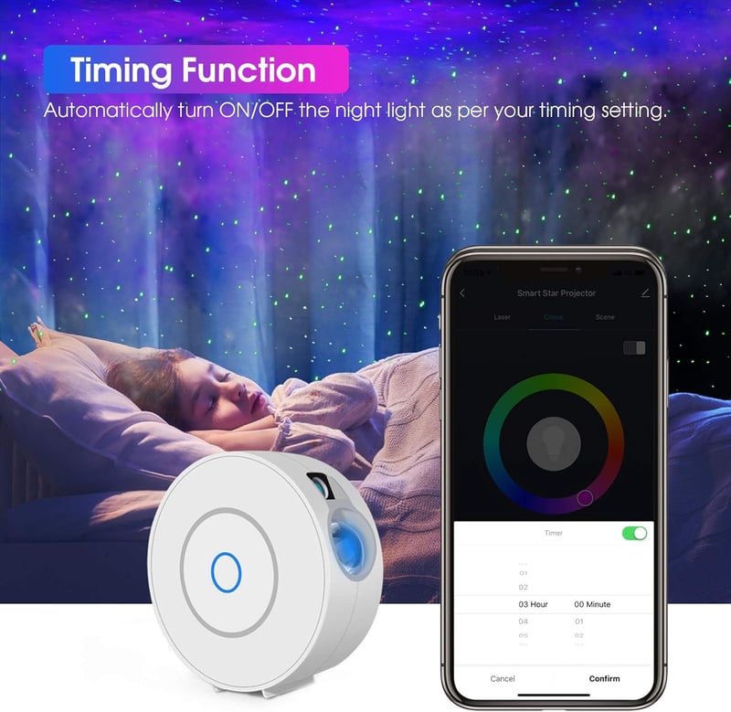 Panamalar WiFi Csillagos Égbolt Projektor - LED Éjszakai Fény Gyerekeknek, Időzítővel, Alexa és Google Hangvezérléssel, Galaxis Hangulatvilá