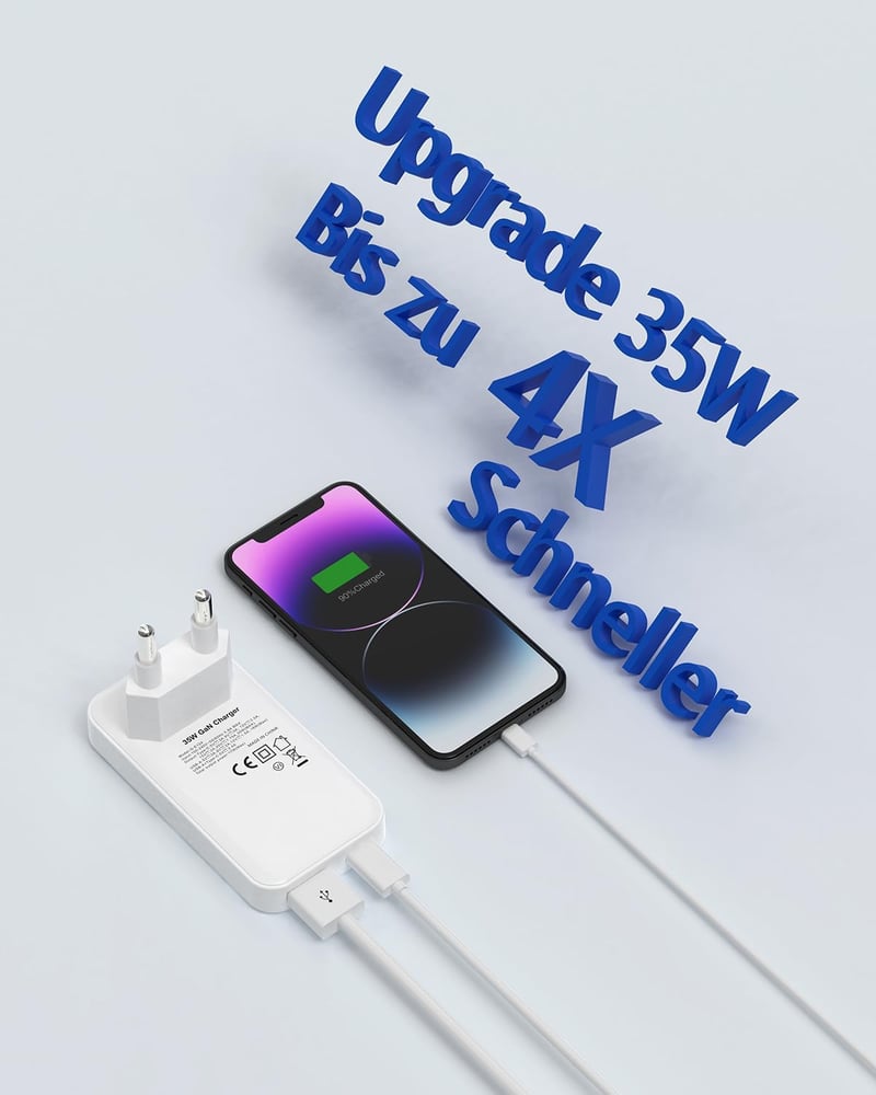 ZINOOY 35W Dupla Portos Gyorstöltő, PD/QC 3.0 USB-C és USB-A, iPhone 16/15 Samsung iPad Huawei Kompatibilis, Ultra Lapos Töltő Utazáshoz, Ot