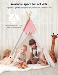 besrey Rózsaszín-Fehér Tipi Sátor Gyerekeknek, Beltéri Játszósátor Kislányoknak 4