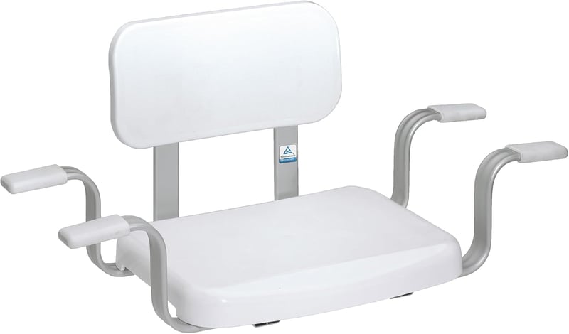 Weinberger Fürdőkád Ülőke Háttámlával, 150 kg Teherbírás, Csúszásgátló, 52-64 cm Kádszélesség, Modern Fürdőszobai Segédeszköz Időseknek