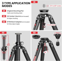 EVUMO Carbon Tripod 165 cm, 40 kg terhelhetőség, fotó és videó állvány 4