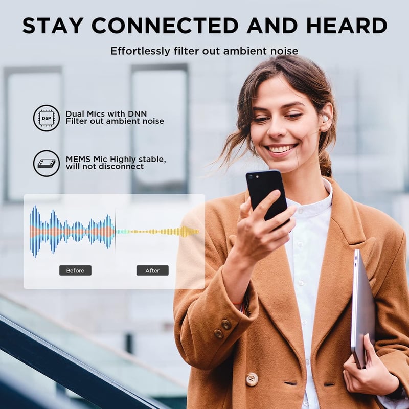 1MORE ComfoBuds Mini Hibrid Zajszűrős Fülhallgató, Bluetooth 5.2, Sztereó Hangzás, 4 Mikrofon, Vezeték Nélküli Töltés, Vízálló, Tiszta Hívás