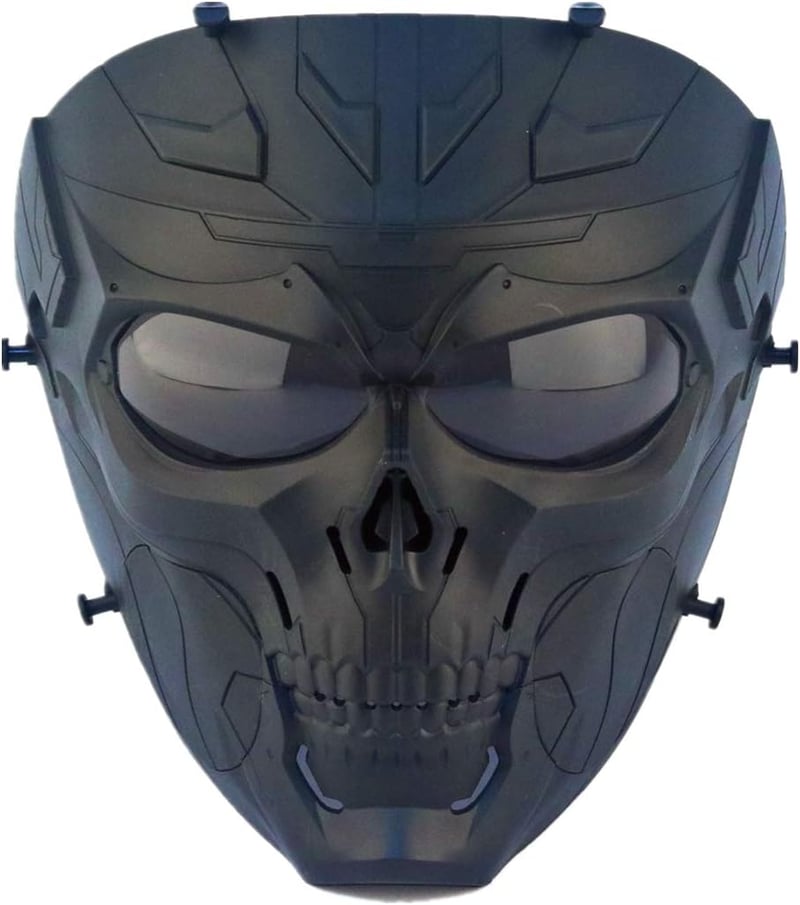 WISEONUS Airsoft Taktikai Koponya Maszk - Teljes Arcvédő Szürke Lencsével, Paintball, Vadászat, CS Játék és Halloween Jelmezhez - Ütésálló T