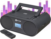KLIM Boombox B4 Hordozható CD Lejátszó AM/FM Rádióval, Bluetooth, USB, MP3, AUX Funkcióval, Újratölthető Akkumulátorral és Távirányítóval, F 1