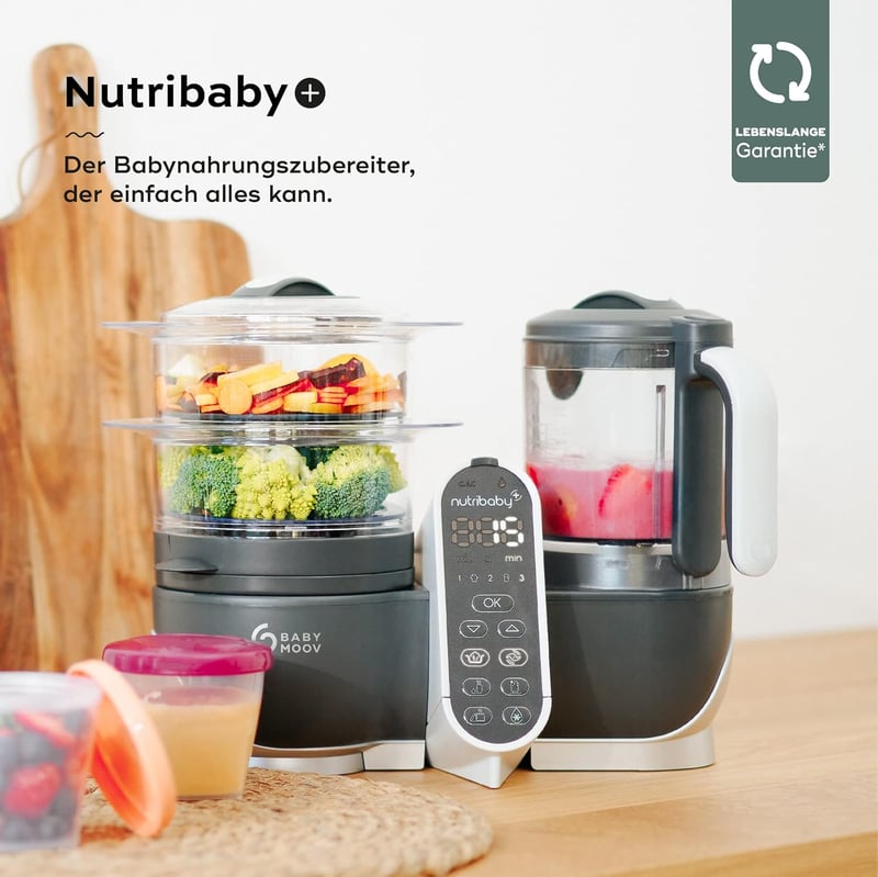 Babymoov Nutribaby Plus Bébiétel Készítő - Párolás, Keverés, Sterilizálás, Melegítés, 2200ml Kapacitás, Mosogatógépben Mosható