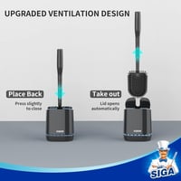 MR.SIGA Fali WC Kefe Tartóval - Fekete Fürdőszobai Toalett Tisztító Kefe Ergonomikus Nyéllel és Szellőző Tartóval 4