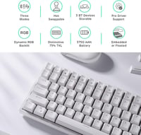 RK ROYAL KLUDGE RK84 75% RGB Fehér Mechanikus Gamer Billentyűzet - Vezeték Nélküli Bluetooth/2.4GHz  2