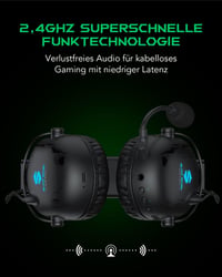 Black Shark Goblin X4 Vezeték Nélküli Gamer Fejhallgató PC, PS4, PS5 - 2.4GHz Alacsony Késleltetés, Bluetooth 5.2, 50mm Hangszórók, 60 Órás  2