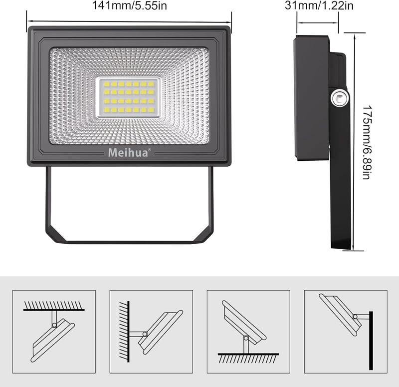 MEIHUA 35W-os LED reflektor, 3500LM, hidegfehér, kültéri, vízálló, IP66