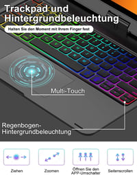 FOGARI iPad 10. Generációs Billentyűzetes Tok - Multi-Touch Trackpaddal, 7 Színű Háttérvilágítással, 10.9" Kompatibilis, QWERTZ Kiosztás, Fe 4
