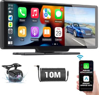 Jansite 10.26" Vezeték Nélküli CarPlay Android Autós Kijelző Érintőképernyővel, Tolatókamerával, Bluetooth, Mirror Link, Siri, AUX, FM Rádió 1