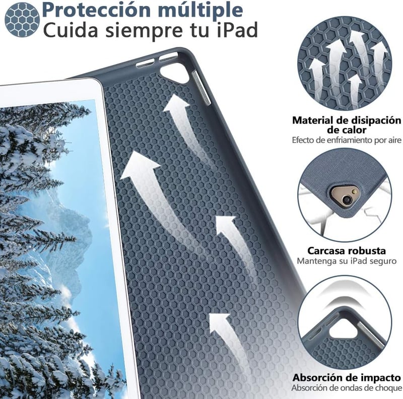 iPad 10.2 Bluetooth billentyűzetes tok - KBCASE spanyol kiosztású, levehető, 9./8./7. generációhoz