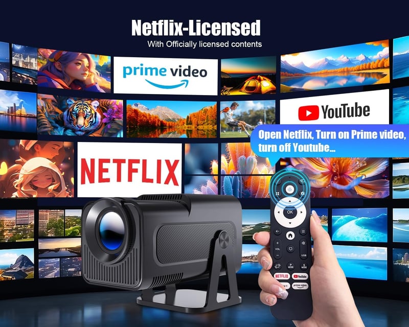 Magcubic HY320 NTV Okos Projektor 1080P Natív Felbontással, Netflix Támogatással, Hangvezérléssel, 320ANSI 12000Lumen, 5G WiFi, Automatikus 