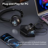 Beebang Vezeték Nélküli Headset, Mono Bluetooth 5.2 Mikrofonos Fejhallgató USB Adapterrel PC-hez, 30 Órás Üzemidő, Mac, Skype, Teams, Zoom K 2