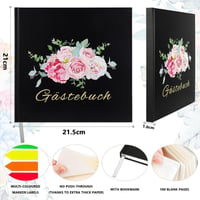Elegáns Fekete-Rózsaarany Esküvői Vendégkönyv 100 Oldallal és 165 Matricával, 21,5x21cm 3