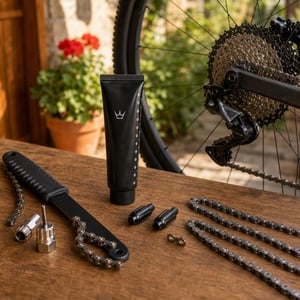 Servisný balík pre cyklistov: 1× sada náradia + 1× pasta + 1× nastavovač laniek + 1× reťaz Shimano XTR