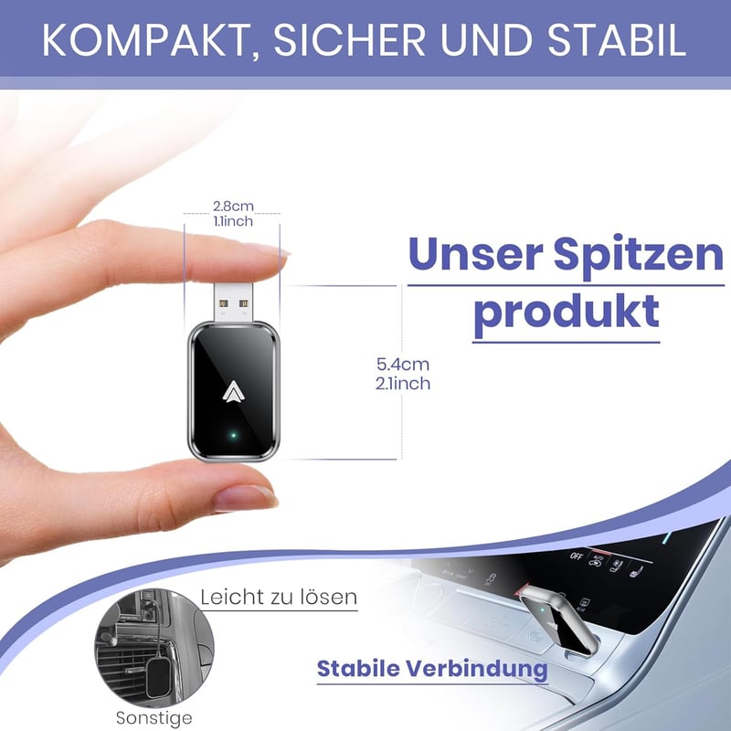 AIZEO Android Autó Vezeték Nélküli Adapter - Vezetékes Android Auto Átalakító Gyors Bluetooth Kapcsolattal, Kompakt Méretű Autós Kiegészítő 
