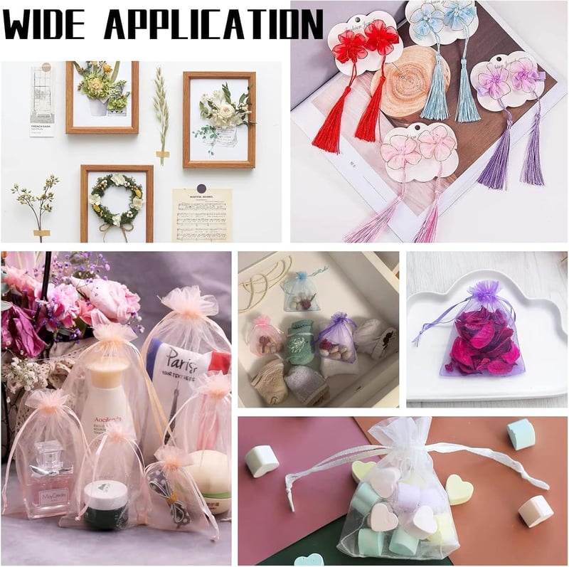 PandaHall Elite Fehér Organza Ajándéktasak Szett - 100 db Matt Ékszertasak Esküvőre, Karácsonyra - Húzózsinóros Ékszertartó Tasak 10x8cm