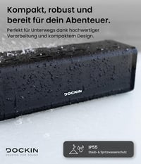 DOCKIN D FINE+ 2 Bluetooth Hangszóró, 50W, IPX5 Vízálló, 16 Órás Üzemidő, Powerbank Funkcióval, 3 DSP Hangszínszabályzóval, Fekete 4